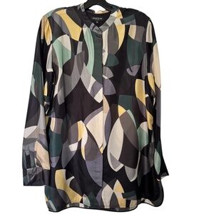Silk, Green, Black, Yellow, Blue Blouse, Lafayette 148 New York, L